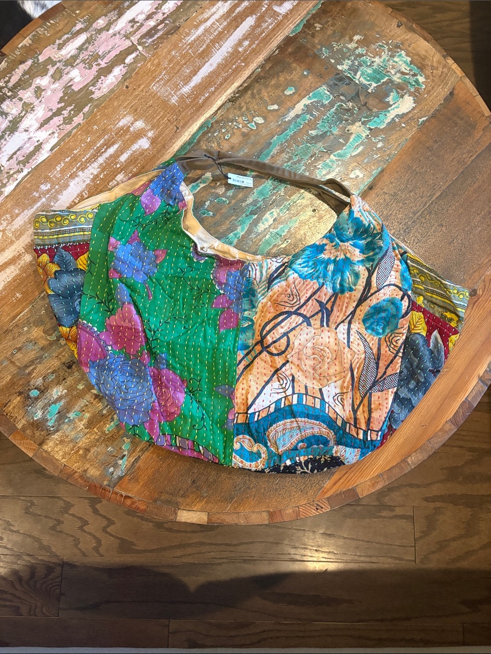 Colorful Patchwork Floral Shoulder Bag - Multicolor
